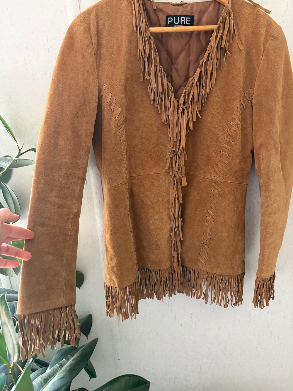 Pure Original Women's Tan Suede Fringe Jacket